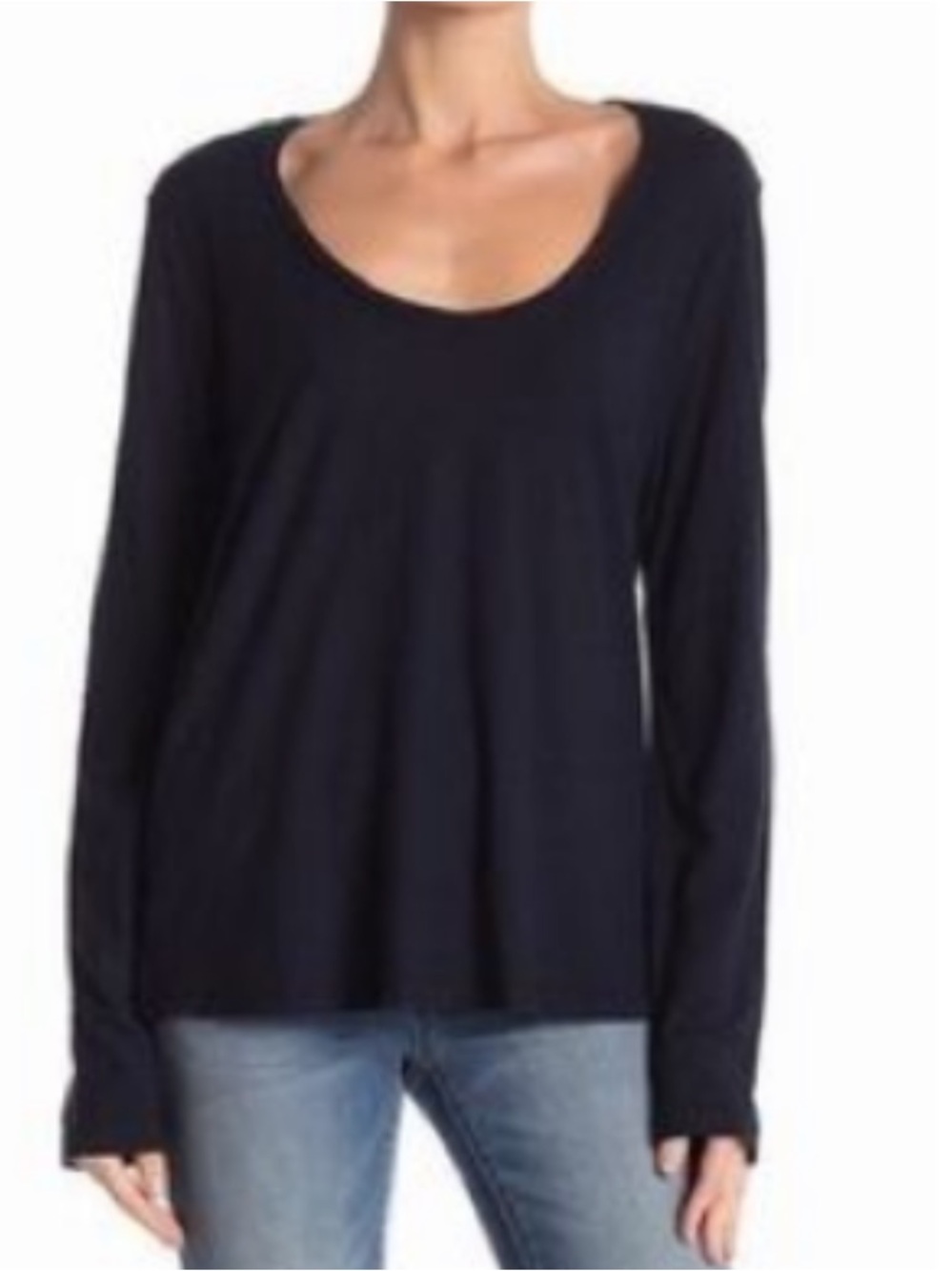 James Perse Black Waffle-Knit Long Sleeve Tee Sz 4 XL